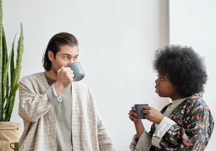Couple sharing a cup of coffee